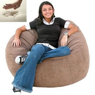 XL Cozy Sac Chair Suede Bean Bag Love Seat Memory Foam Choose Color