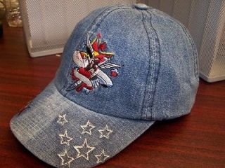 NEW Womens BEJEWELED Couture by Susan Fixel Blue DENIM Color Star Cap 