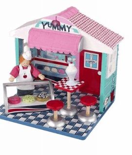   LEARN DOLLHOUSE WOODEN ICE PARLOR CREAM SHOP CHRISTMAS PLAY SET TOY