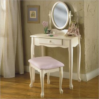   Furniture Off White Girls Wood Makeup Vanity Table Bedroom Vanitie
