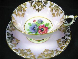 PARAGON LAVENDER ANEMONE GOLD GILT SWAGS TEA CUP AND SAUCER