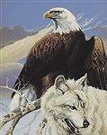Eagle and Wolf Mink Blanket Queen Size Signature Collection   79x95