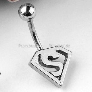   Stainless Steel Superman Symbol Belly Navel Ring Bar Body Piercing