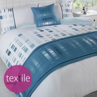  Teal Blue White Patterned Bed in a Bag Duvet Quilt Cover Bedding Set