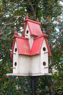 Large Wooden PRIMITIVE VICTORIAN BIRDHOUSE RED ​2012 388
