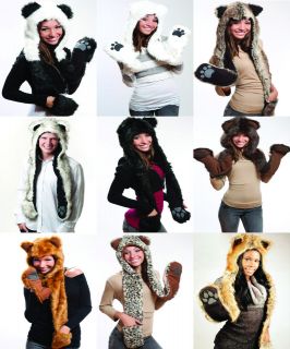 NEW Animal Full Hood Hoodie Hat / Animal Hat / Faux Fur 3 IN 1 