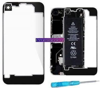 Transparent Glass Replacement Back Cover Housing For IPHONE 4 4g with 