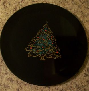 Vintage Retro Couroc Black Gold Christmas Tree Serving Platter Tray 