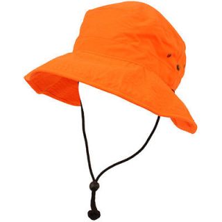   Neon Summer Chin Tie Boonie Bucket Hat Cap Crusher Snap up 58cm Orange