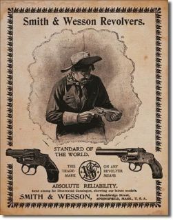 Smith & Wesson Revolvers Standard of the World Vintage Tin Sign NEW