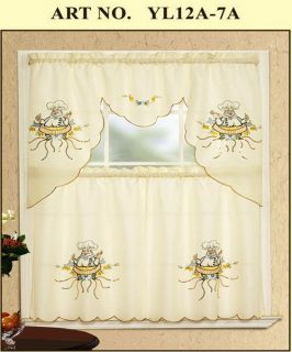 Kitchen on Pc Bistro Fat Chef Kitchen Curtains Tier And Swag Set New