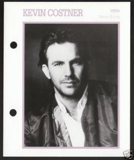 KEVIN COSTNER Atlas Movie Star Picture Biography CARD