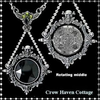 OBSIDIAN SCRYING MIRROR PENDANT NECKLACE Gypsy Seer Gothic Jewelry