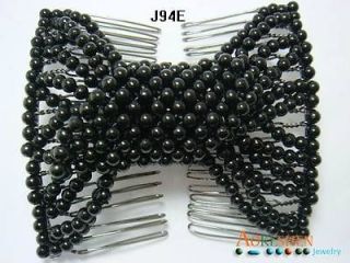 1x Black Hot Charm Hair Combs Double Hugger Stretchy Clips Jewelry 