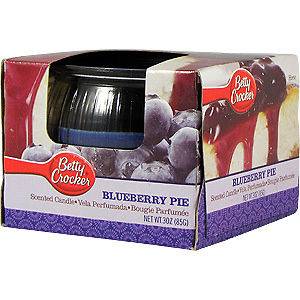 Betty Crocker Blueberry Pie Scented Candle & Glass Holder   New 