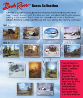 BOB ROSS, 3 disc DVD SET Teaches13 BARN Paintings