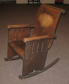 Unusual Antique Mission Style Art Nouveau Rocker Rocking Chair