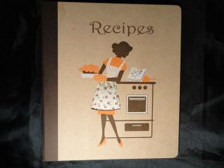 Recipe organiser / blank recipe book retro 50s style orange/brown 