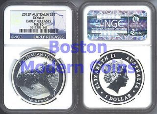   Australia Koala S$1 NGC MS70 Early Release 1 Ounce .999 Blue Label