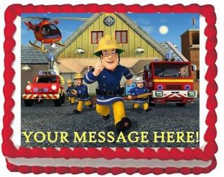 Fireman Sam Rescue Party Theme QUARTER SHEET Edible Cake Topper Image 