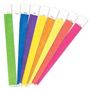 100 3/4 (10 each of 10 colors) TYVEK WRISTBANDS FOR EVENTS , BAR 