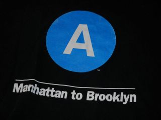 The A, Manhattan to Brooklyn T Shirt Size M New York subway NYC Black