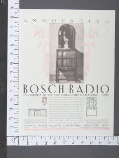   BOSCH MAGNETO Radio magazine Ad sports news music home decor w4214