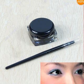   Pro Waterproof Eye Liner Eyeliner Shadow Gel Makeup Cosmetic + Brush