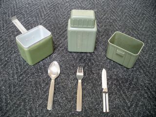 Military Mess Tin Set With Water Bottle & KFS Camping Cookset Cutlery 