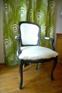 French Provincial White Ostrich Arm Chair