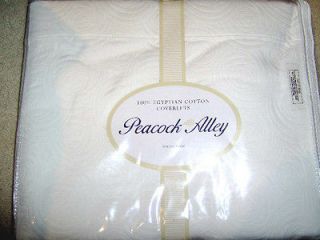 Peacock Alley COTTAGE ROSE WHITE SWIRL Queen Coverlet Egyptian Cotton 