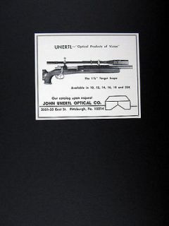 John Unertl Optical 1 1/2 in Target Scope gun rifle 1966 print Ad 