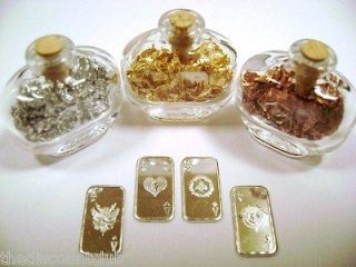   CARD BARS SILVER 1g gram +GOLD+SILVER+10g COPPER Oval Bottle vial 2ml
