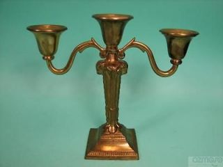 Antique 9.75 Ornate Brass Candle Holder Candelabra Metalware Rams 