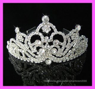 Wedding/Bridal crystal veil tiara crown headband CR118