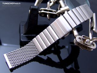 20mm Solid Link 316L Mesh Watch Band Milanese Diver Strap Deployant 