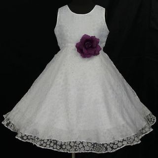 Purple Ivory pui097 Bridesmaid Wedding Party Flower Girls Dress 2 3y 