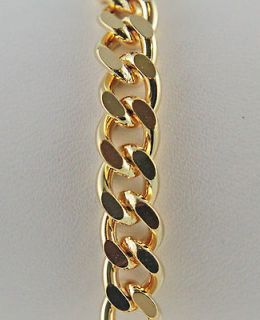   Gold Plated Flat Curb Chain Bracelet   Four Lengths to Choose From