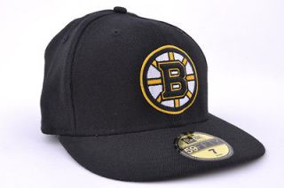 MENS NEW ERA 59FIFTY BOSTON BRUINS SOLID BLACK LOGO FITTED NHL HAT 