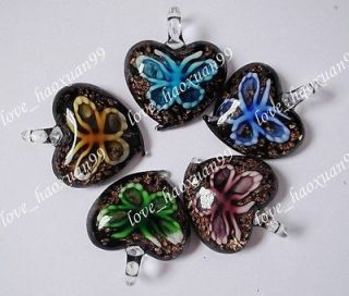 Wholesale Bulk Jewelry 18Pcs Heart Butterfly In Glass Bead Pendants 
