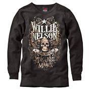 New Mens Willie Nelson Trouble Maker Black Thermal Tee Shirt Small S