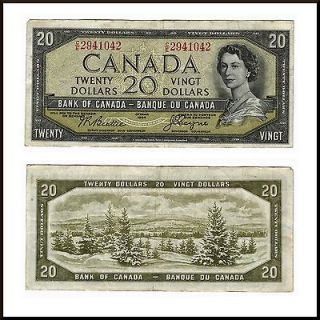 Bank Of Canada 1954 DEVIL FACE $20.00 Paper Money BC 33b Beattie 