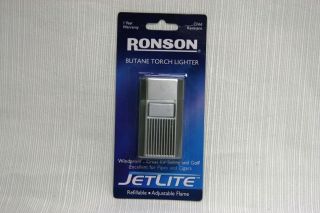 Ronson Jetlite Butane Torch Satin Chrome Shield Lighter