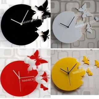   Clock Decor Home Art Design Modern Style Time Large Butterfly Xmas
