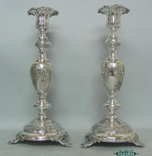 Pair Of WMF Fraget Silvered Candlesticks Poland Ca 1900