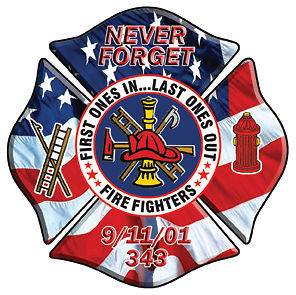 Firefighter American Flag Sticker Decal Never Forget
