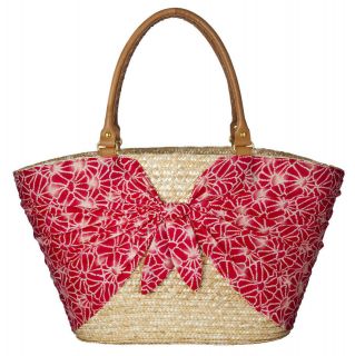 CALYPSO ST BARTH Target Natural Straw Tote Pink Scarf