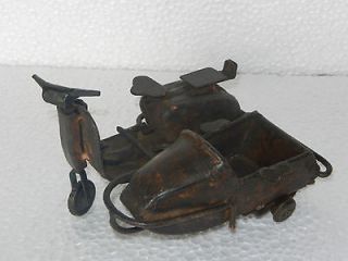 Rare Old Handmade Scooter With Side Car Iron Toy Model,Germany