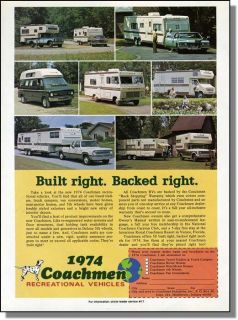 1974 Coachmen travel trailers pickup campers and motorhomes photo ad
