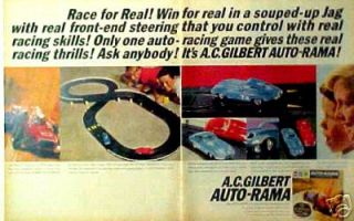 1964 A.C.Gilbert Auto Rama Slot Car Figure 8 Road Race Set 1/32 Promo 
